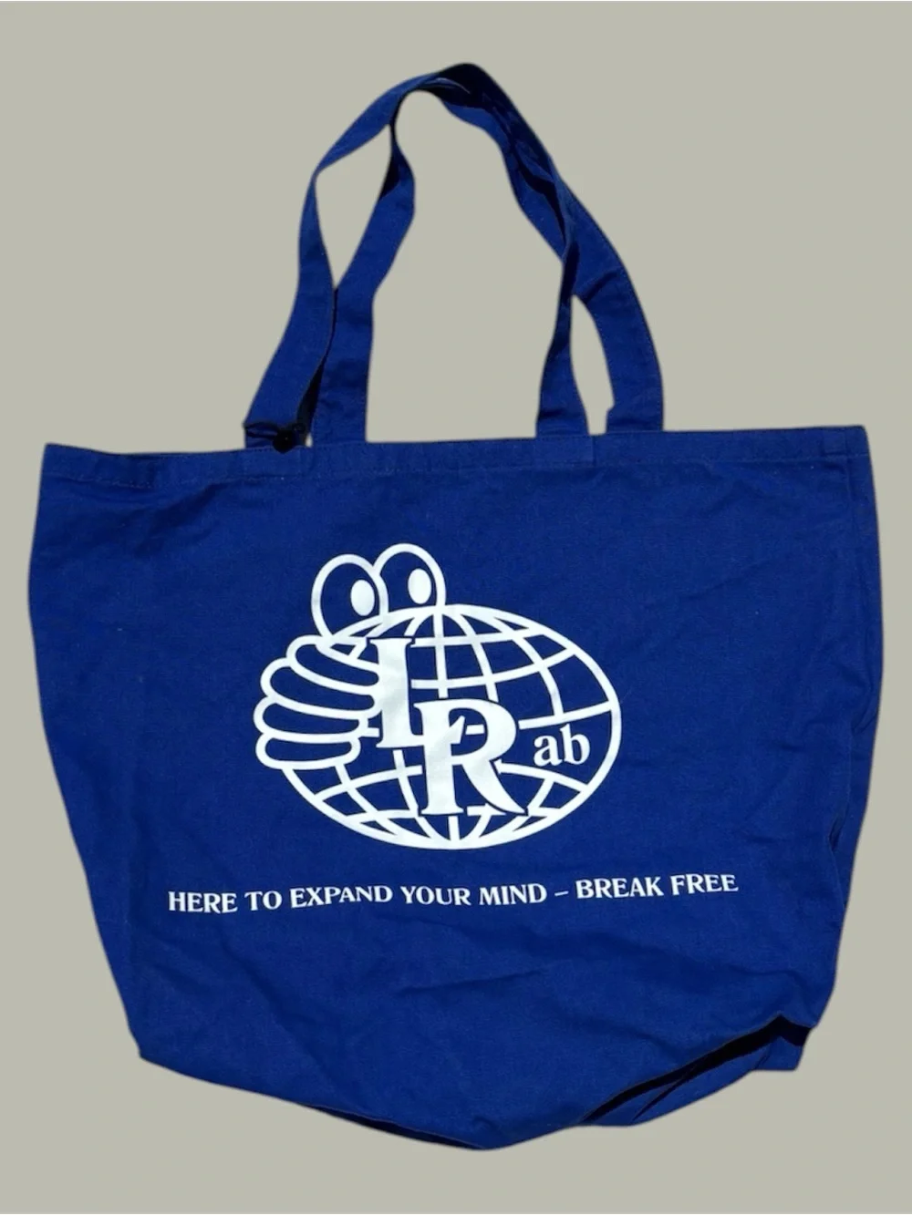 Blue Canvas Tote Bag with White Last Resort logo